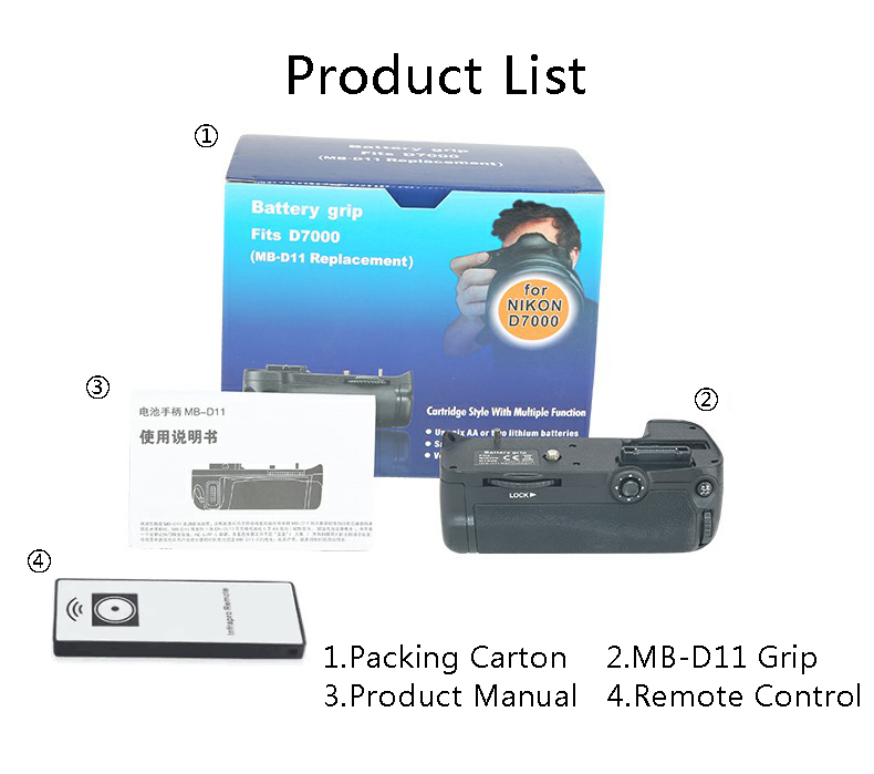 NIKON MB-D11H Black Battery Grip for D700 Cameras & Remote