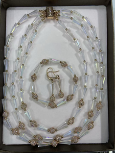 Luxe 3 pièces vert émeraude cristal ensemble de bijoux Double couche strass <span class=keywords><strong>collier</strong></span> cravate noire réglable pour mariage Gala pour la mère - Product Image 5