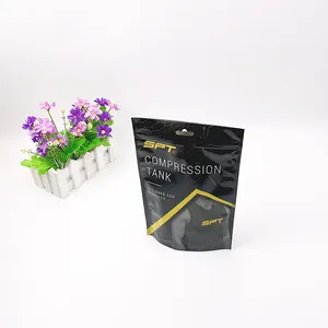Pochette en aluminium refermable, sac personnalisable à fermeture éclair, doypack avec impression, noir mat, unités
