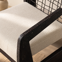Fauteuil Wabi-Sabi pour salon, fauteuil de détente en bois massif, canapé moderne, fauteuil simple avec rembourrage