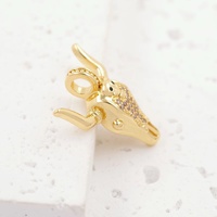 Liontin Perhiasan Tengkorak Sapi Unik, Aksesoris Perhiasan Tembaga Berlapis Emas 18k dengan Zirkon, Liontin Kalung Tulang Sapi, Perhiasan Kepala Sapi DIY