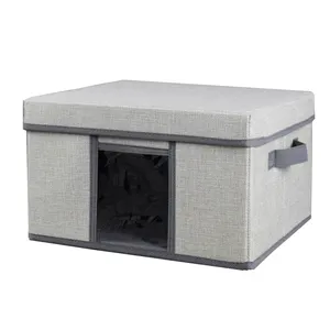 Có Thể Gập Lại <span class=keywords><strong>Polyester</strong></span> Vải Lanh Vải Tổ Chức Lưu Trữ Bin Hộp Với Nắp - Product Image 1