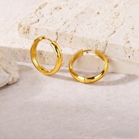6 tailles, de 8 mm à 20 mm, boucles d'oreilles créoles Huggie larges en acier inoxydable plaqué or 18 carats, couleur or et argent, anti-ternissement, bijoux en gros