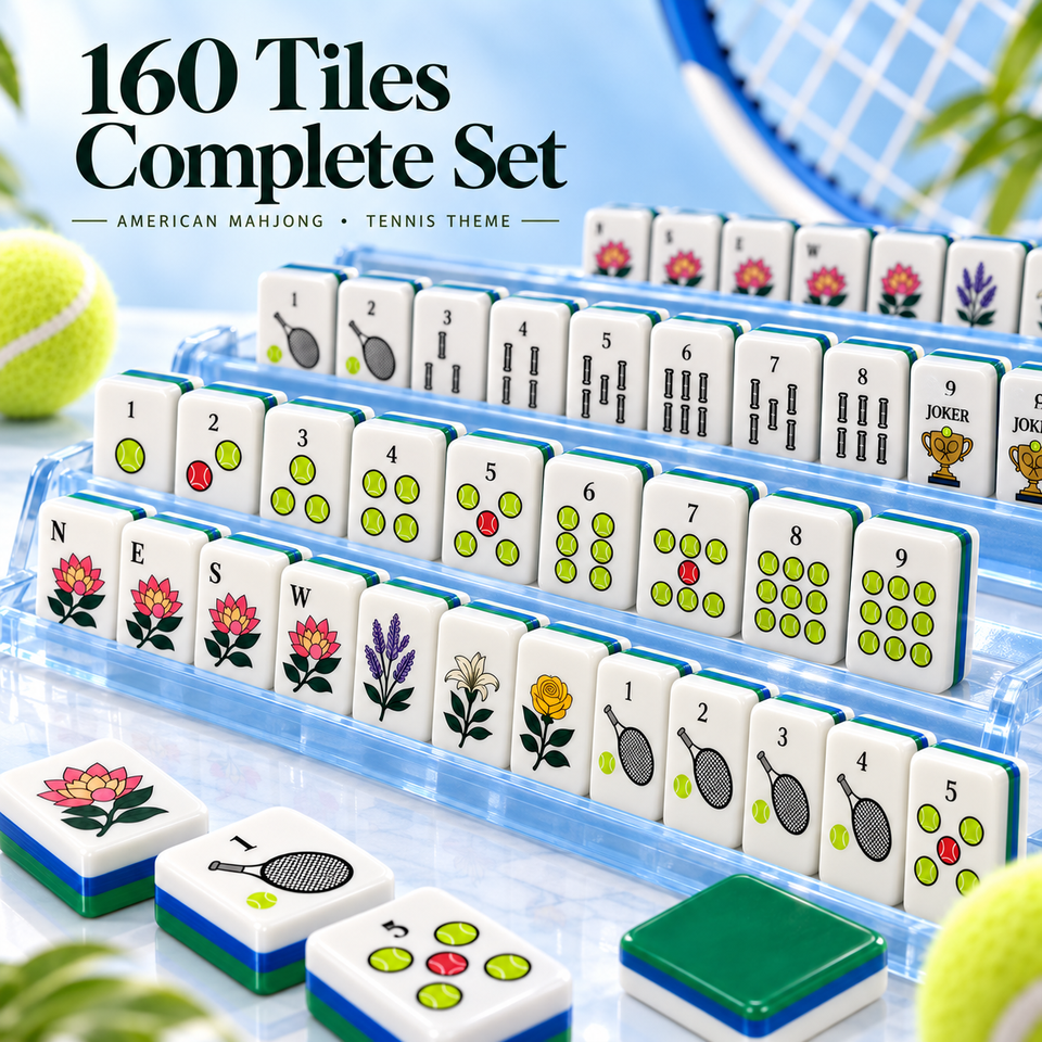 160 Tiles Tennis-Themed American Mahjong Set 3 Layer Acrylic Solid ...