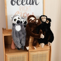 Peluche Famille Mère-Enfant à Bras Longs (Singe/Paresseux/Lémur/Orang-outan) en Coton Biologique et Coton PP Ultra Doux Anti-Stress
