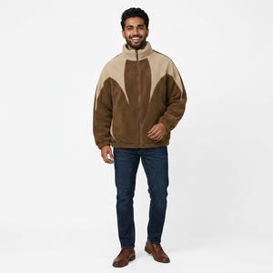 Ventes en gros de manteaux d'hiver en sherpa à manches longues et amples de couleur unie, veste en polaire, vestes de mode de rue pour hommes - Product Image 1