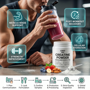 Créatine en poudre aromatisée, formule personnalisée ODM, non-OGM, halal, antioxydante pour adultes, récupération post-exercice, prévention des blessures articulaires - Product Image 2