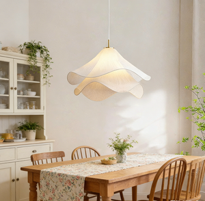 Lustre suspendu en tissu blanc avec pendentif <span class=keywords><strong>fleur</strong></span> asymétrique pour restaurant, salon, chevet, couloir - Product Image 2