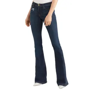SMO Quality Womens Jaens Fitted Flared Jeans Wide Leg Pant For Women
