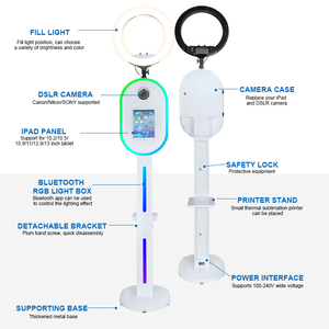 Mới Elegent ứng dụng di động kiểm soát ánh sáng photobooth hình bầu dục iPad DSLR ảnh gian hàng bên Selfie kim loại ảnh gian hàng vỏ DSLR và iPad - Product Image 4