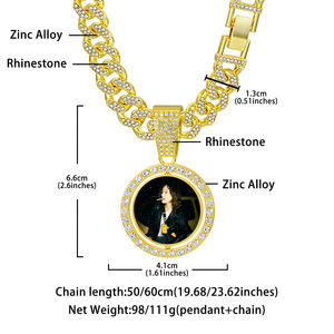 Conjunto de Collar con Colgante de <span class=keywords><strong>Foto</strong></span> para Parejas, Chapado en Oro de 14K, Estilo Moderno para Aniversario, Cadena Cubana con Incrustaciones de Diamantes, Joyerí<span class=keywords><strong>a</strong></span> Hip Hop <span class=keywords><strong>a</strong></span> Juego - Product Image 6