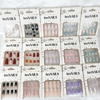 Uñas Postizas al por Mayor, Diseño Mixto, 24 Piezas, Personalizadas, con Punta Francesa en Forma de Corazón, Almendradas, Coffin, Juego de Uñas Acrílicas Artificiales