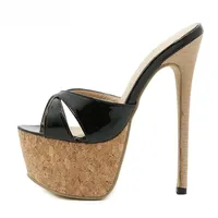 Sandales d'été à plateforme extrême et talons hauts pour femme, à bout ouvert, en PU, style slingback épais, sexy, taille 42