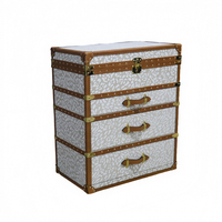 Armoire de rangement en cuir de style rétro avec vitrine à miroir avec tiroirs de coffre pour ornements valise au trésor