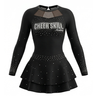 Ensembles d'uniformes de cheerleading noirs pour enfants en Spandex/Polyester