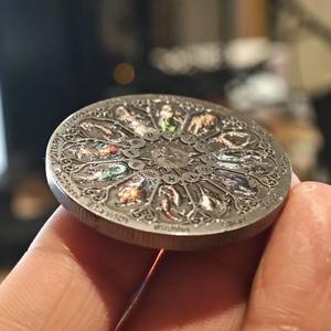 Moneda de plata del zodiaco antiguo Color pintado Horóscopo coleccionable Token <span class=keywords><strong>Tarot</strong></span> Wish Sun Moon God Lucky Cara sonriente Recuerdo - Product Image 1