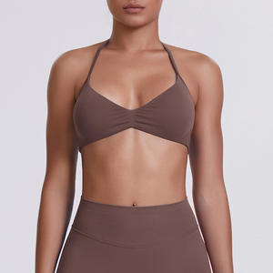 Soutien-gorge de sport à col halterneck haute élasticité personnalisé Under Lulu, sans couture, couleur unie, dos nu, ajusté, vêtements de yoga respirants - Product Image 1