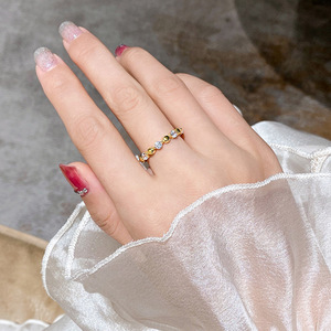 Bague minimaliste pour femme en argent 925 plaqué or Longlong, incrustée de perles et de diamants géométriques de 4,5 mm, style Xiaohongshu, bijoux en gros - Product Image 3