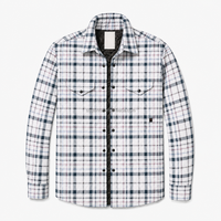 Veste chemise matelassée à carreaux bleu marine blanc neutre pour homme, minimaliste, facile à assortir pour le bureau et les activités de plein air