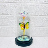Vente chaude LED Lumière Verre Dôme Galaxy Rose Fleur avec Papillon pour Thanksgiving Noël Saint Valentin Fête des Mères