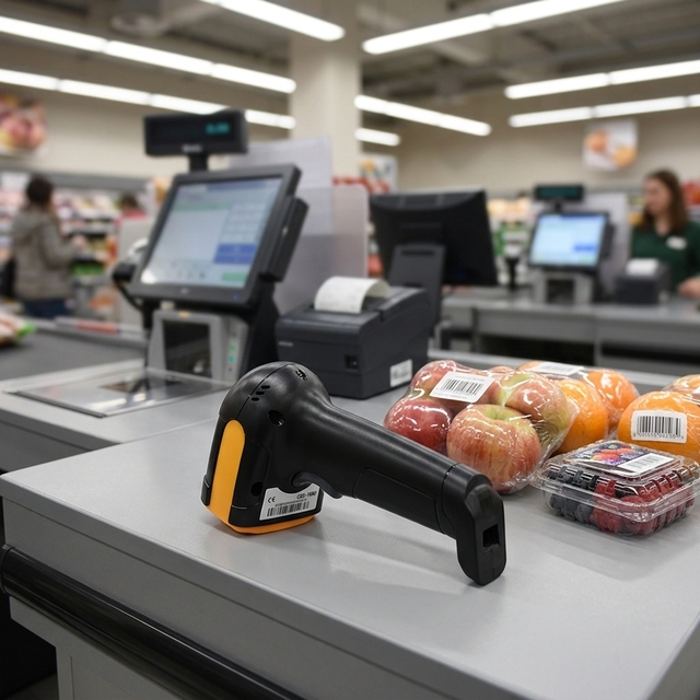 Retail Fruit Store Use QR 2D Code Reader Price Label Scanner Retail Shop Durable QR Code Barcode Scanner