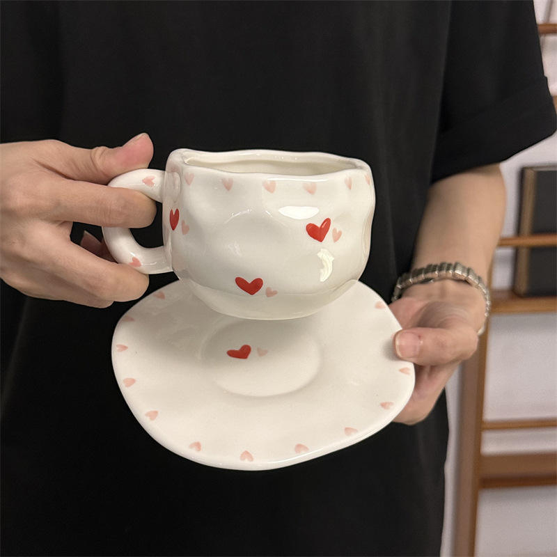 Tazza cuore a cuore 300ml + piattino 16cm