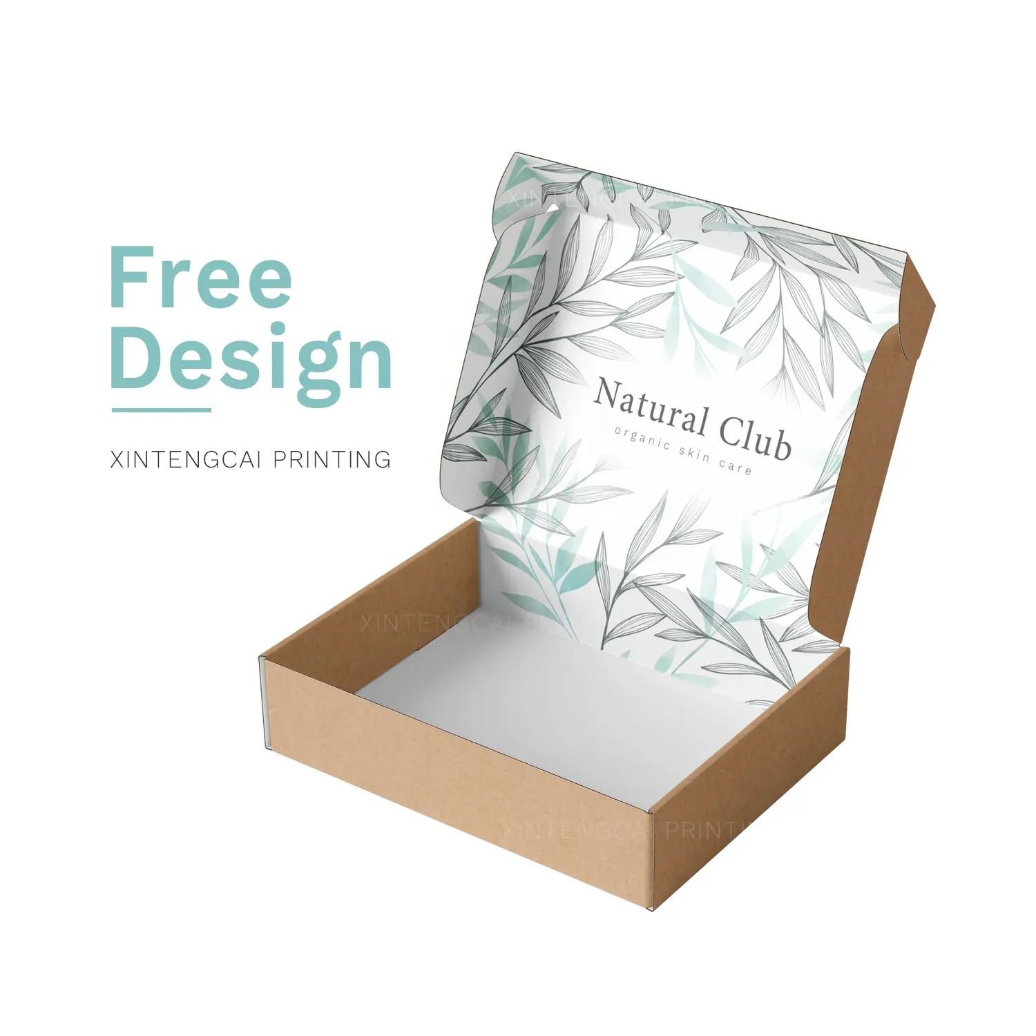Gratis Ontwerp Pakket Groene Bladeren Custom Natuurlijke Huidverzorging Producten Verpakking, Gegolfd Papier Doos Voor Biologische Make Merken
