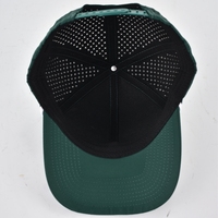 Casquette de baseball structurée à 6 panneaux, séchage rapide, 100 % polyester, avec logo brodé, calotte haute, perforations laser, style golf et cordelette