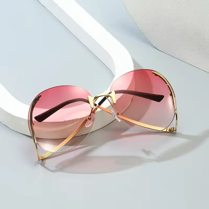 Gafas de Sol de Diseño Irregular de Última Moda, Montura Metálica Multicolor sin Aro, Gafas de Sol de Lujo para Mujer, Gafas de Moda de Lujo - Product Image 1