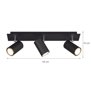 Barra luminosa a 3 fari GU10, colore nero, ideale per l'illuminazione di spazi interni e decorativi. - Product Image 3