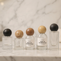 Flacon en verre transparent avec bouchon à vis en bois 30ml 50ml pour parfum, fragrance, vaporisateur rechargeable, emballage en gros, étiquette personnalisée