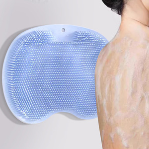 Silicone Bath Brush Wall Mounted Oval Back Scrubber Massage Brush For Shower Body Care Blue Pink Yellow Green - Product Image 1