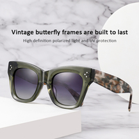 Lunettes de soleil carrées en acétate à monture épaisse robuste pour femmes Design papillon simplifié avec verres TAC polarisés