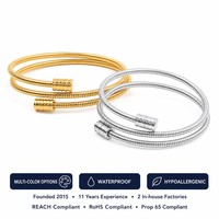 Bracelet double élastique en acier inoxydable plaqué or 18 carats, étanche, prêt à être expédié en gros
