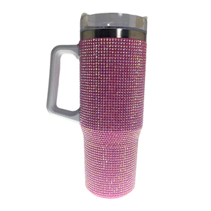 Ly giữ nhiệt bằng thép không gỉ 40oz đính đá lấp lánh, có tay cầm, nắp đậy và ống hút - Product Image 2