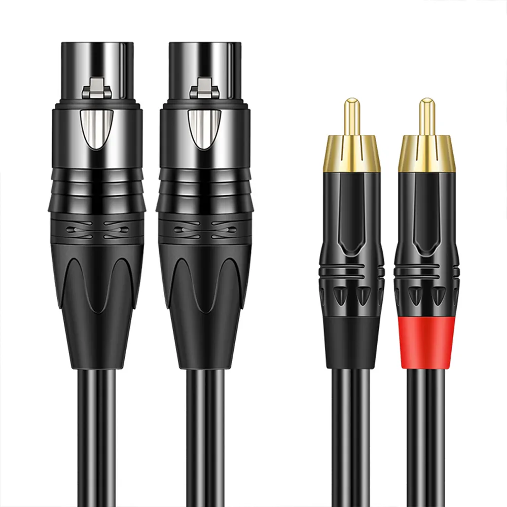 3pin Dual Xlr Vrouwelijk/Mannelijk Naar 2rca Vergulde Plug Pure Geluidskwaliteit Geen Actuele Geluidsmicrofoonkabel Voor Eindversterker Tv