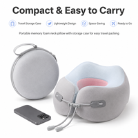 Oreiller ergonomique en U unisexe pour le cou, protection avancée, mousse à mémoire de forme haute densité, housse en soie glacée pour les voyages en avion/le bureau - Personnalisable