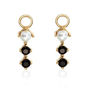 Fabricante al por mayor nueva Alta Calidad fina moda plata esterlina moda negro CZ blanco perla de agua dulce pendientes colgantes - Product Image 1