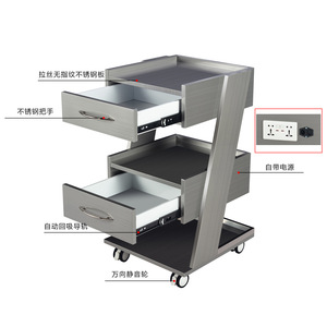 Mobile Dental <b>Side</b> Cabinet Metal Top Two <b>Drawer</b> Hospital Cabinet For Dental Clinic Use - Product Image 4
