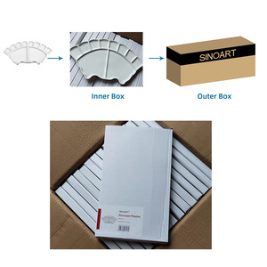 SINOART 10 puits en forme d'éventail mélange aquarelle porcelaine <span class=keywords><strong>Palette</strong></span> <span class=keywords><strong>peinture</strong></span> acrylique <span class=keywords><strong>Palette</strong></span> en céramique - Product Image 6