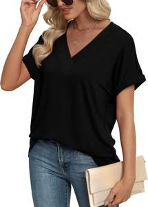 2025, moda de verano para mujer, camisetas de manga corta con cuello en V, trajes informales, ropa larga, tela de punto transpirable ecológica - Product Image 6