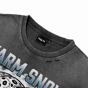 เสื้อยืดแขนสั้นผู้ชายแบบถัก ระบายอากาศได้ดี ทรงโอเวอร์ไซส์ สไตล์ย้อมสีแบบแอซิดวอช ลายเสือดาว คุณภาพเยี่ยม รับผลิตตามสั่ง ขายส่ง - Product Image 3