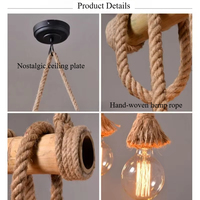 Lampes suspendues vintage en corde de bambou, luminaires de style loft, corde de chanvre pour lampe suspendue de cuisine, décoration de café, bar, luminaires décoratifs
