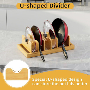 Wooden Kitchen Storage Rack For <b>Pans</b> And Cutting Boards <b>Standing</b> Type Durable Cabinet Organizer - Product Image 2