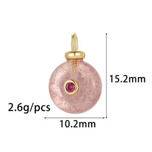 Natural Stone Inlaid Zircon Pendant Geometric Circular Long Stone Pendant DIY Necklace Bracelet Pendant <strong>Charms</strong> - Product Image 5