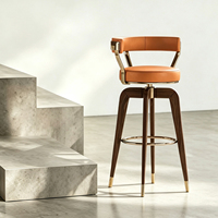 Tabourets de bar en bois massif de luxe nordique, modernes et simples, pour usage domestique, tabourets hauts à dossier, tabourets de comptoir de bar pivotants pour îlot