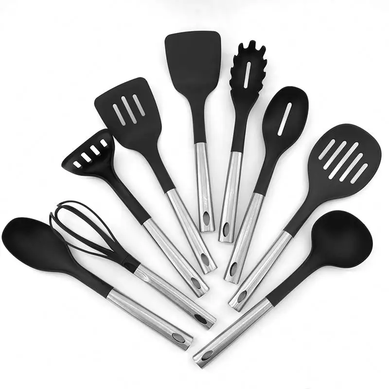 Cookware manufacturers nylon cookware sets kitchen utensil set with stainless steel handle kitchen accessories cooking tools