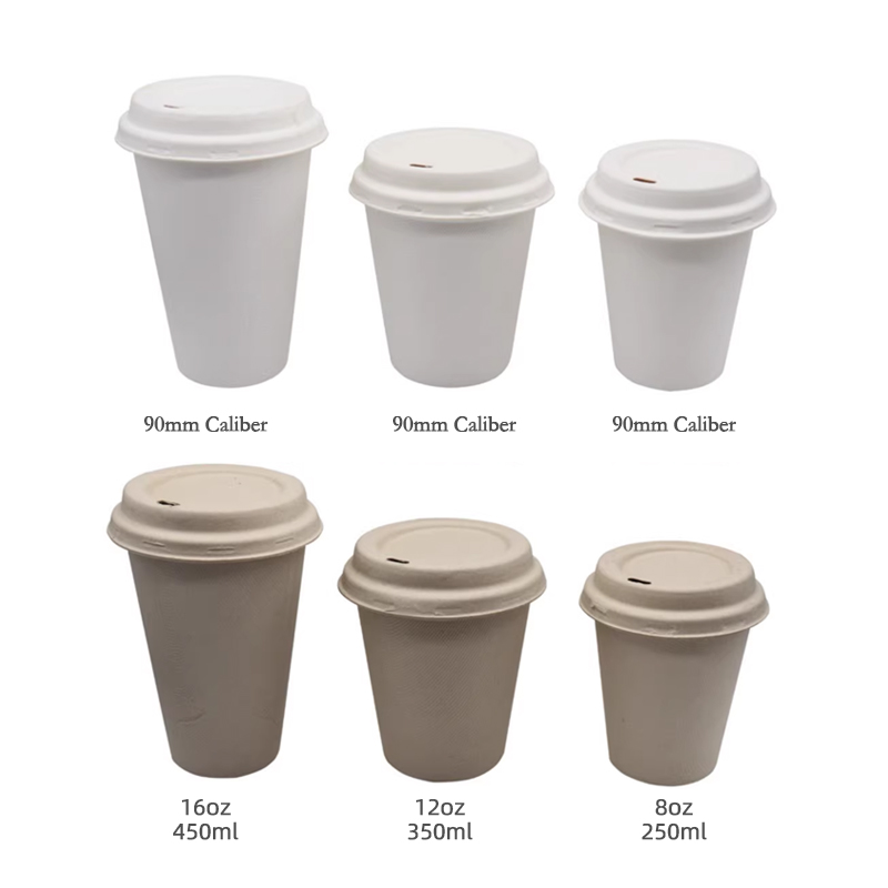 Coffee Cups Disposable Compostable 12oz Coffee Cup Lids  50 Pack, Bamboo &  Bagasse, PFAS-Free, Leak-Proof, Eco-Friendly