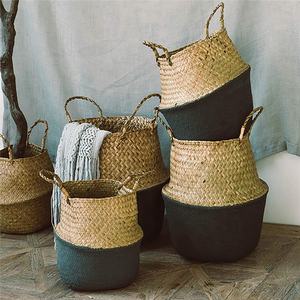 Handwoven foldable संभाल के साथ किसी भी रंग में समुद्री घास पेट संयंत्र टोकरी - Product Image 6