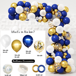 US in stock Blue Gold <b>White</b> <b>Balloon</b> Arch Kit Latex Party Decoration Set Graduation Birthday Baby Shower Event Decor - Product Image 3